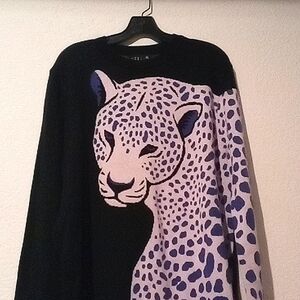 dELiA*s Black and Purple Leopard Sweater